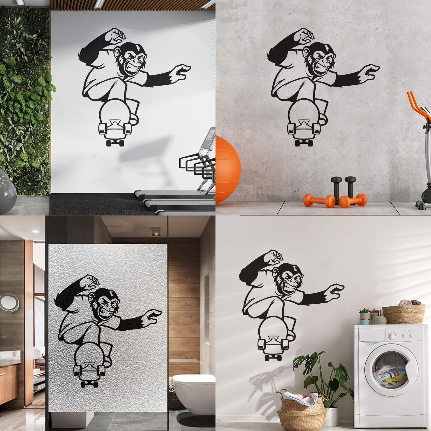Scateboard Extreme Sport Animal Monkey Vinyl Wall Stickers Multi Color Selection