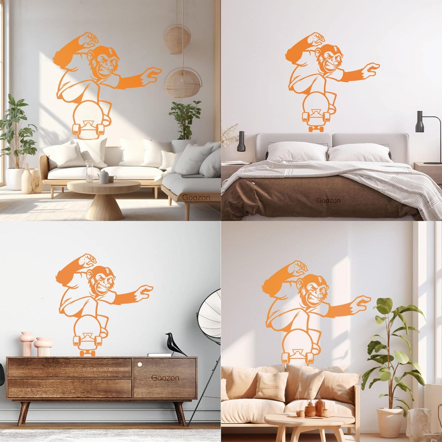Scateboard Extreme Sport Animal Monkey Vinyl Wall Stickers Multi Color Selection