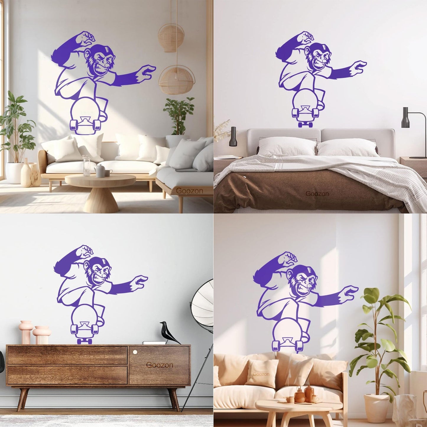 Scateboard Extreme Sport Animal Monkey Vinyl Wall Stickers Multi Color Selection