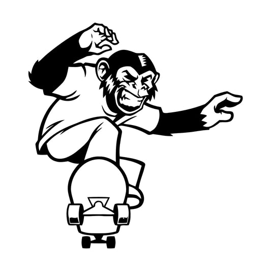 Scateboard Extreme Sport Animal Monkey Vinyl Wall Stickers Multi Color Selection