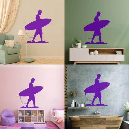 Wall Decals Serfer Serfing Water Sport Ocean Beach Equipped With Transfer Film Kit