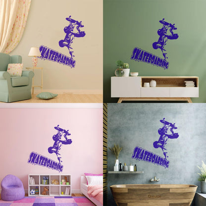 Wall Vinyl Sticker Decor Skateboarding Extreme Sports It Won'T Fall Off