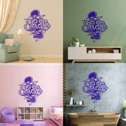 Wall Stickers Skate Skateboard Extreme Teen Street Sport Can Modify And Add Information
