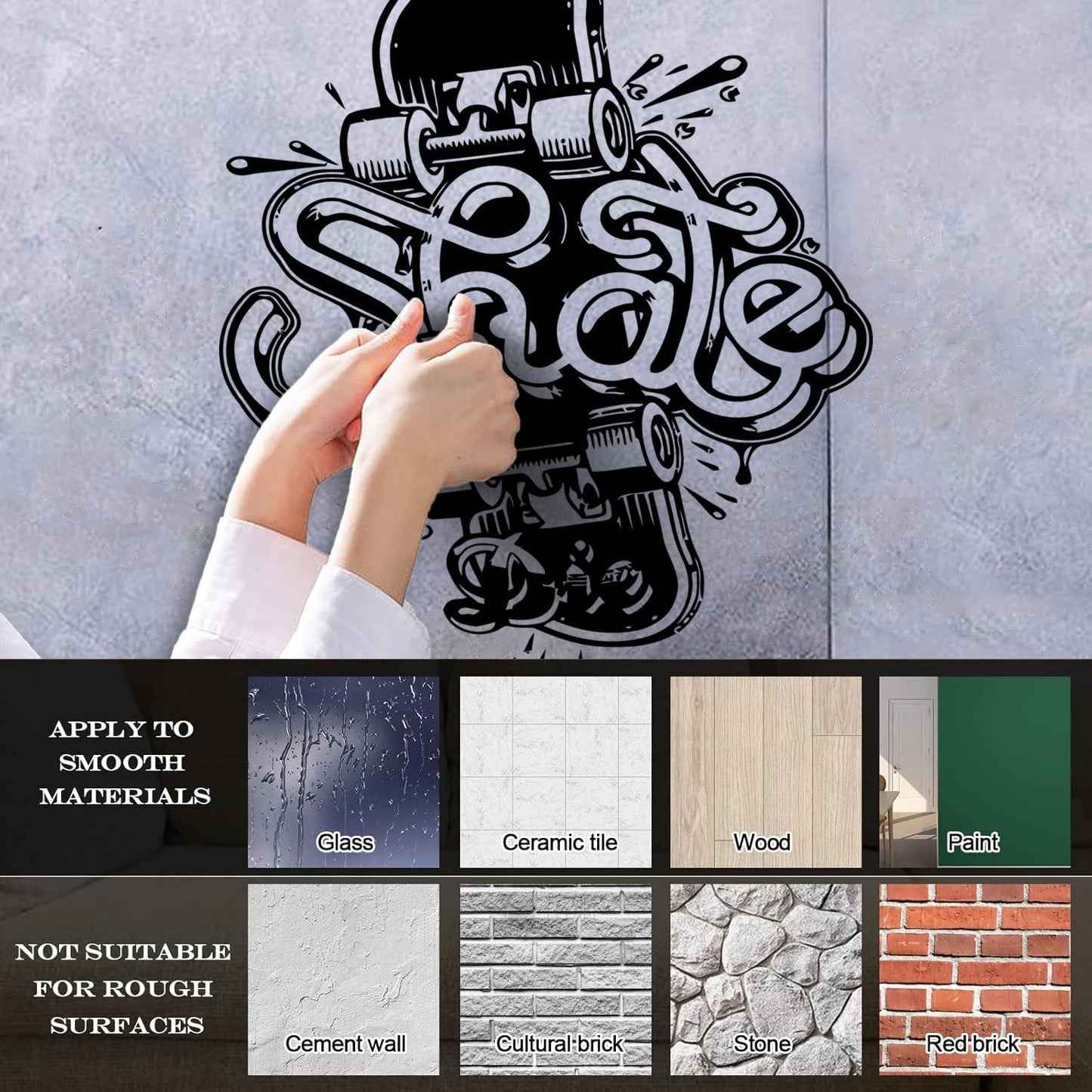 Wall Stickers Skate Skateboard Extreme Teen Street Sport Can Modify And Add Information