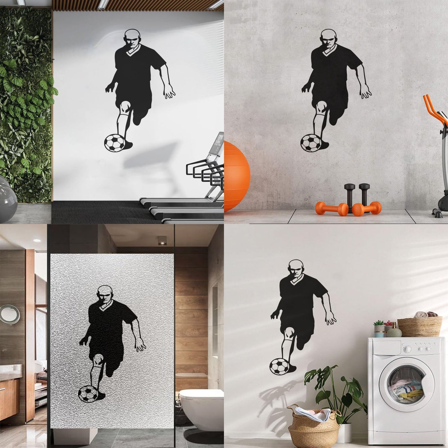 Wall Decals Pvc Soccer Football Ball Player Sport Glass Stickers