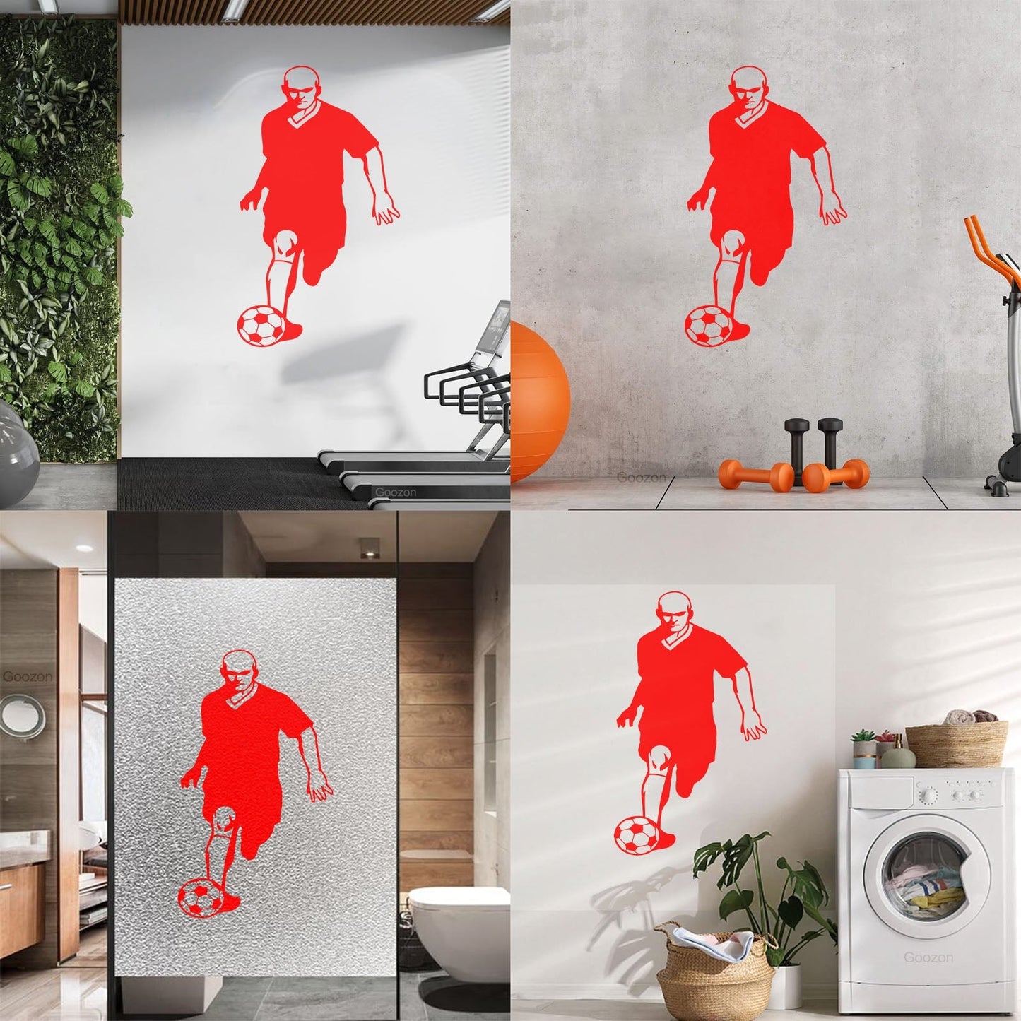 Wall Decals Pvc Soccer Football Ball Player Sport Glass Stickers