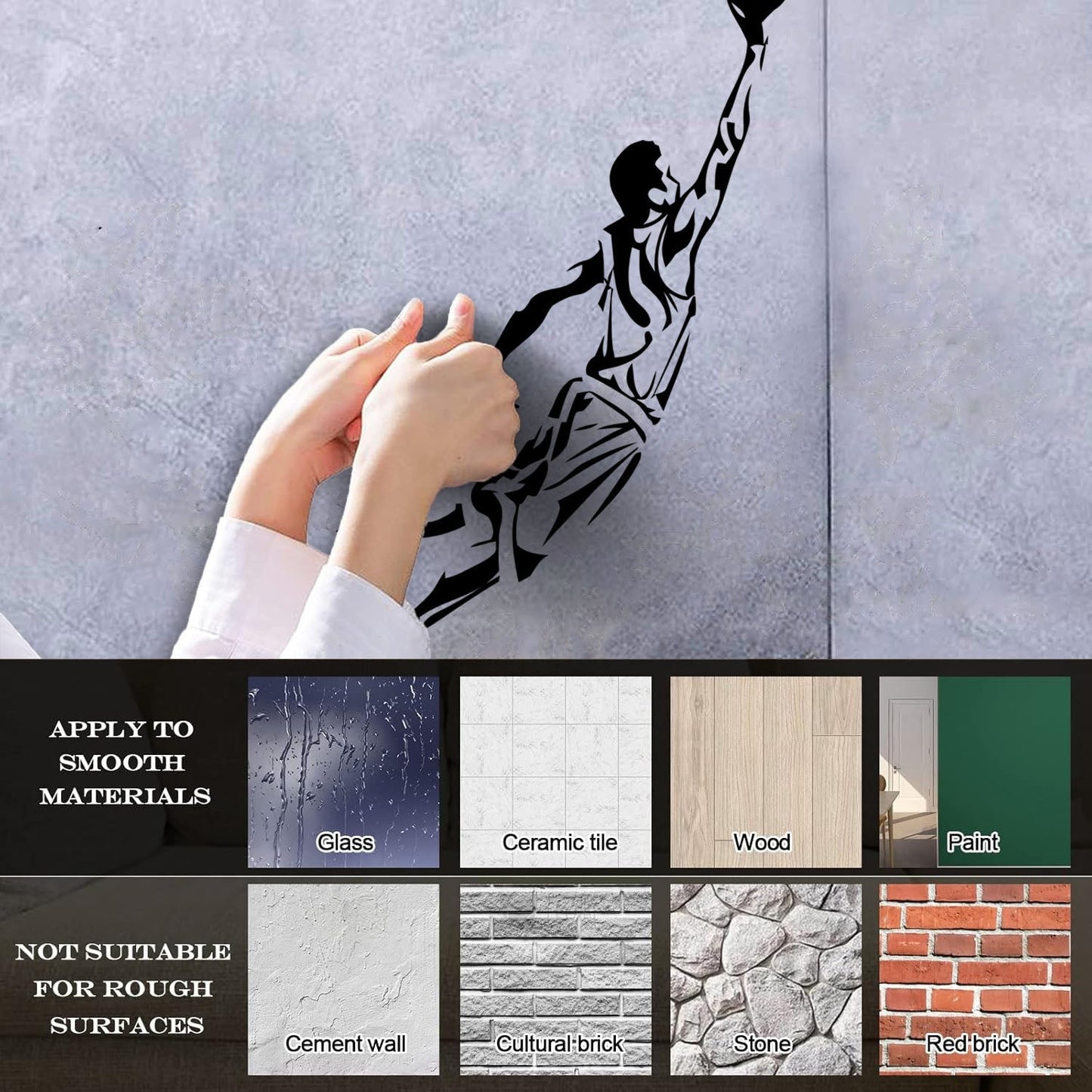 Engraving Decals Sport Basketball Jumping Multi Color Selection