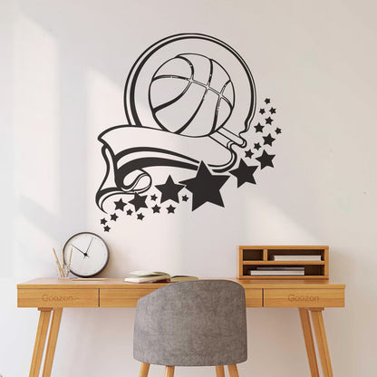 Fine Carving Decals Sport Healthy Basketball Victory Ribbon Stars It Won'T Fall Off