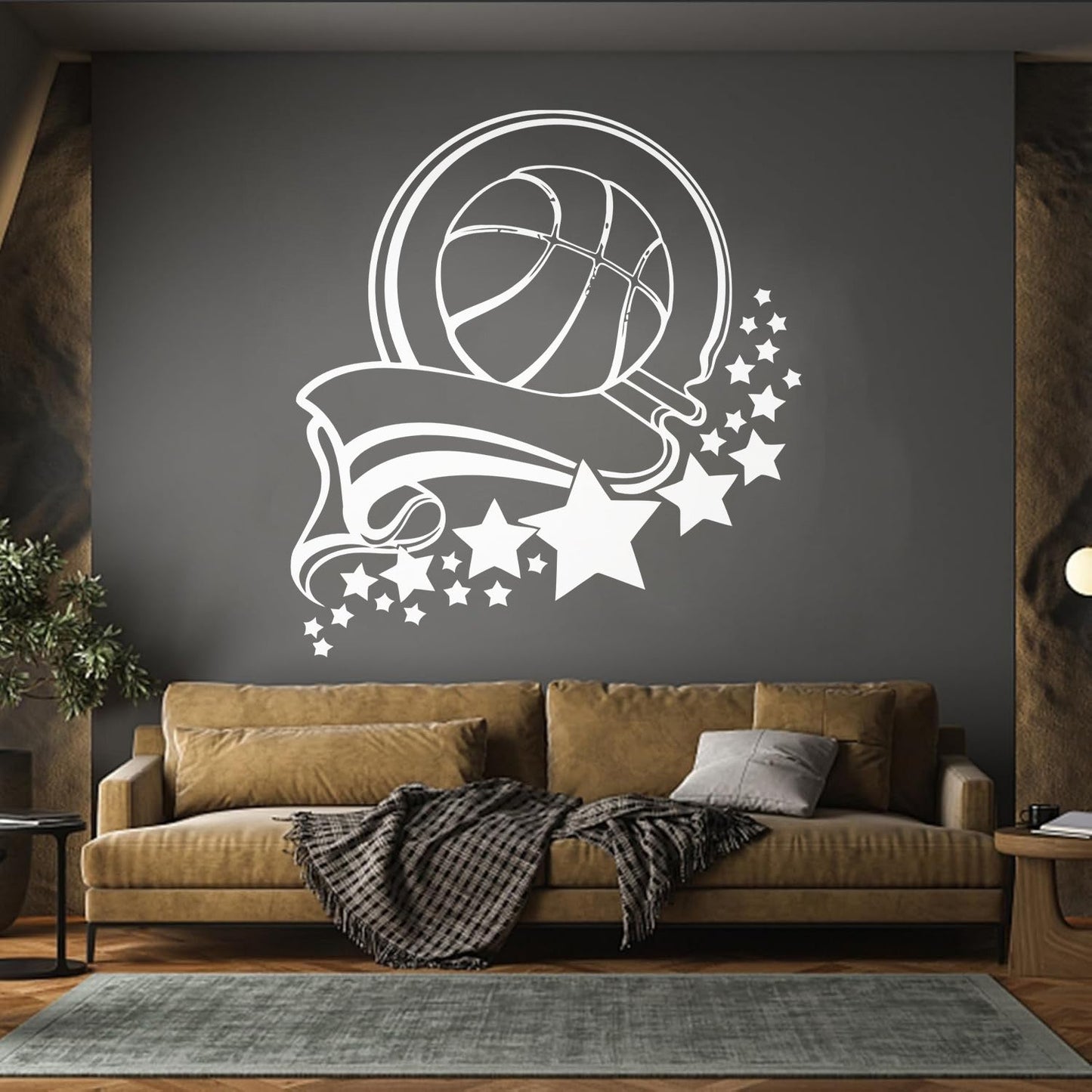 Fine Carving Decals Sport Healthy Basketball Victory Ribbon Stars It Won'T Fall Off
