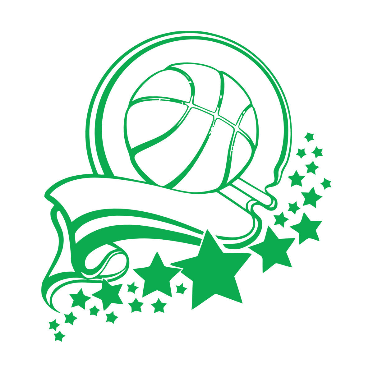 Fine Carving Decals Sport Healthy Basketball Victory Ribbon Stars It Won'T Fall Off