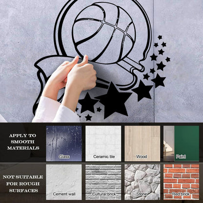 Fine Carving Decals Sport Healthy Basketball Victory Ribbon Stars It Won'T Fall Off