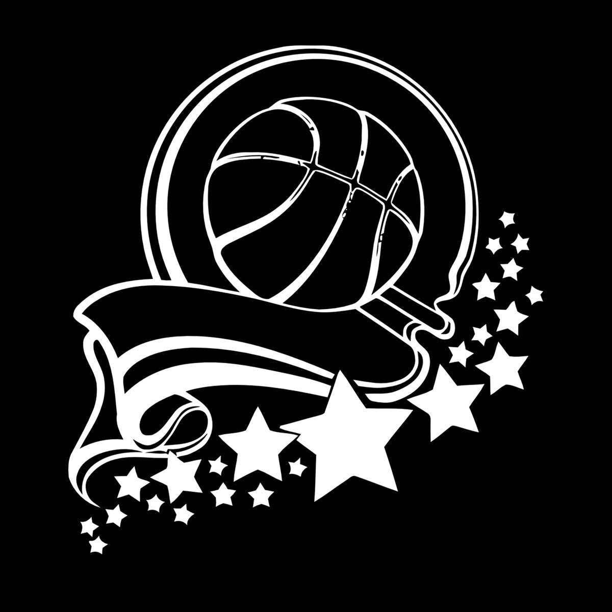 Fine Carving Decals Sport Healthy Basketball Victory Ribbon Stars It Won'T Fall Off