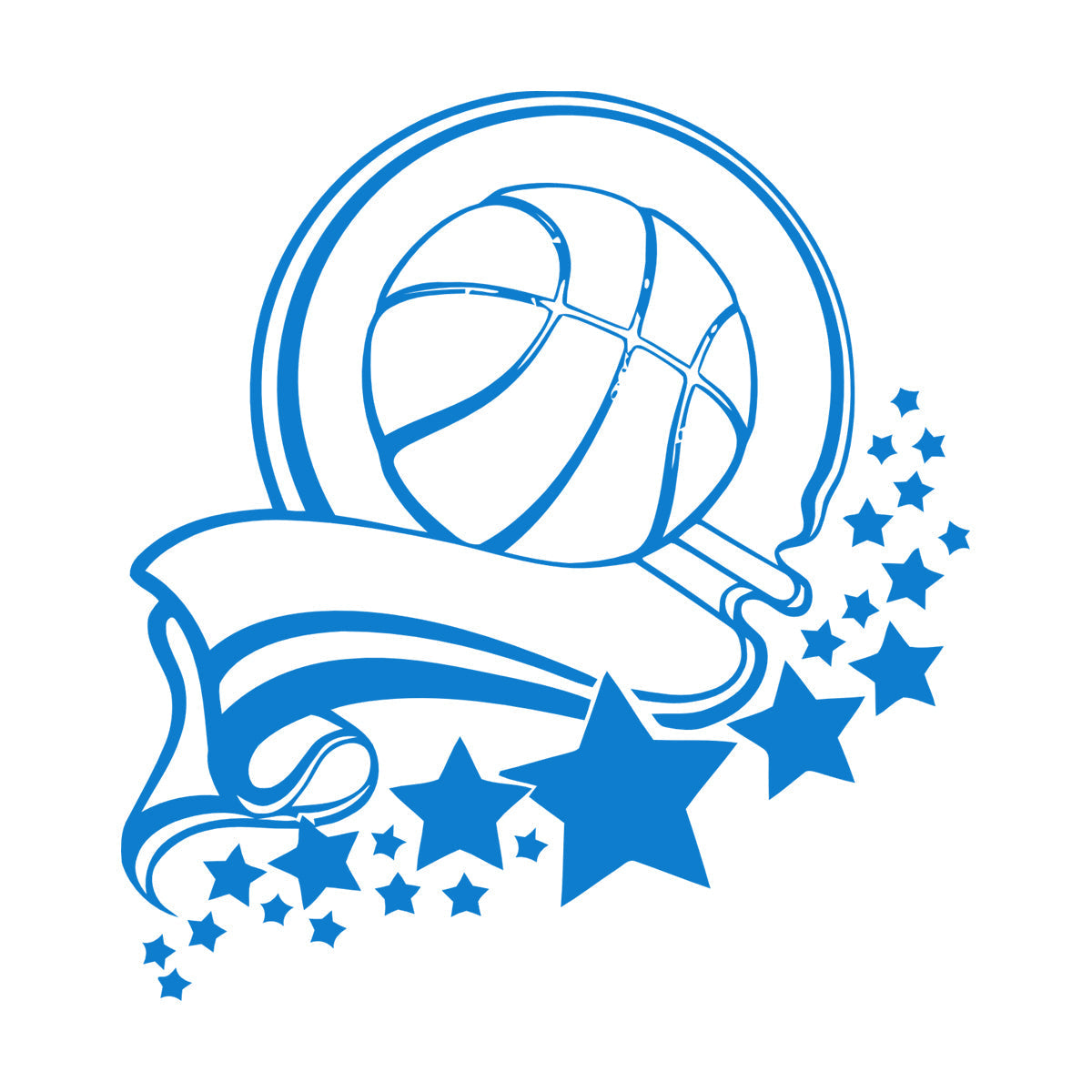 Fine Carving Decals Sport Healthy Basketball Victory Ribbon Stars It Won'T Fall Off