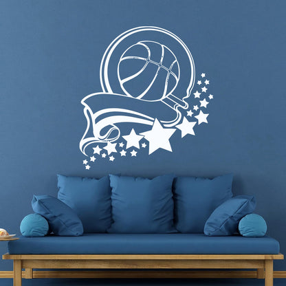 Fine Carving Decals Sport Healthy Basketball Victory Ribbon Stars It Won'T Fall Off
