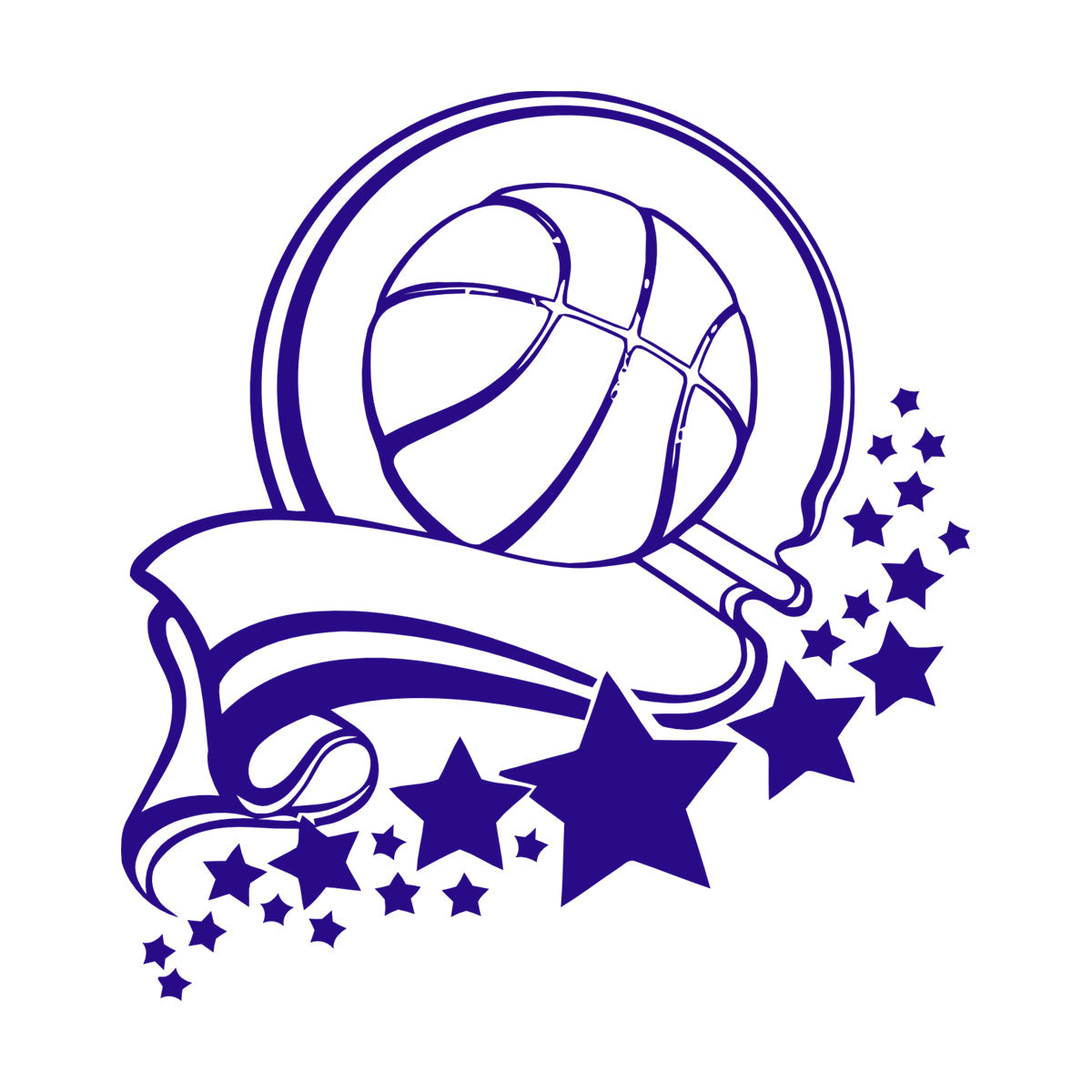 Fine Carving Decals Sport Healthy Basketball Victory Ribbon Stars It Won'T Fall Off