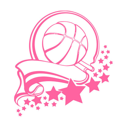 Fine Carving Decals Sport Healthy Basketball Victory Ribbon Stars It Won'T Fall Off