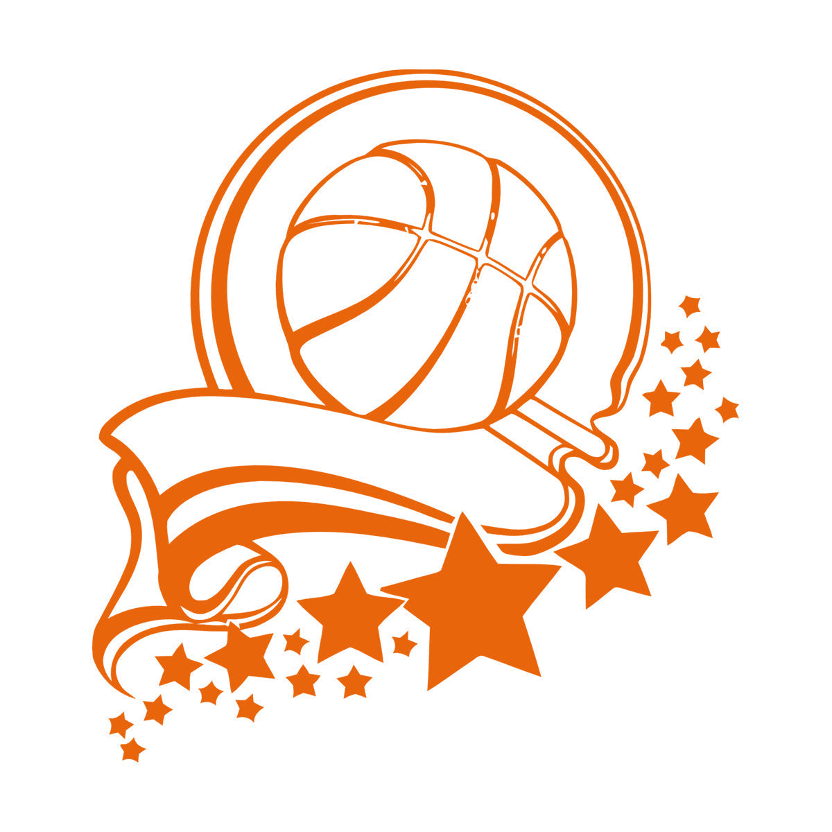 Fine Carving Decals Sport Healthy Basketball Victory Ribbon Stars It Won'T Fall Off