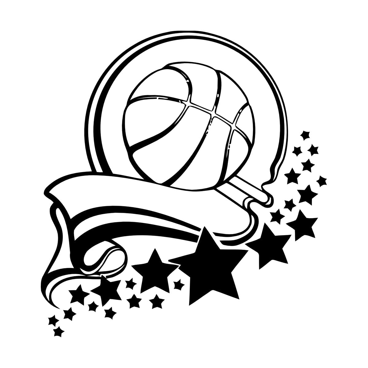 Fine Carving Decals Sport Healthy Basketball Victory Ribbon Stars It Won'T Fall Off