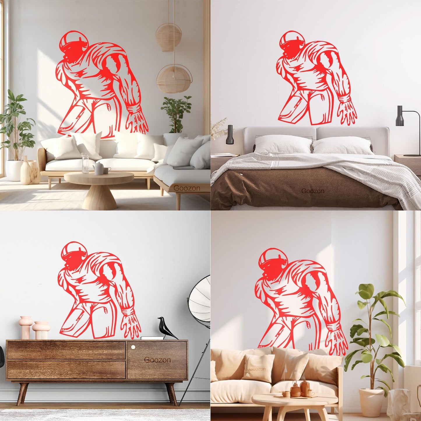 Wall Decals Pvc Sports American Football Player Fans Wall Beautification