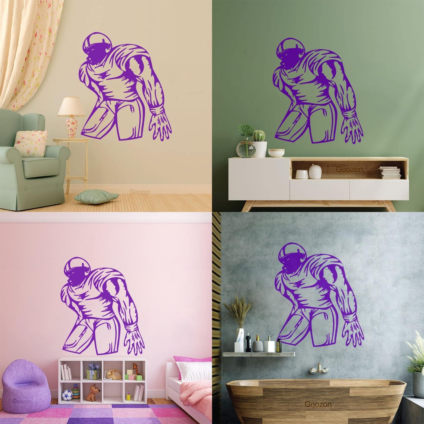 Wall Decals Pvc Sports American Football Player Fans Wall Beautification
