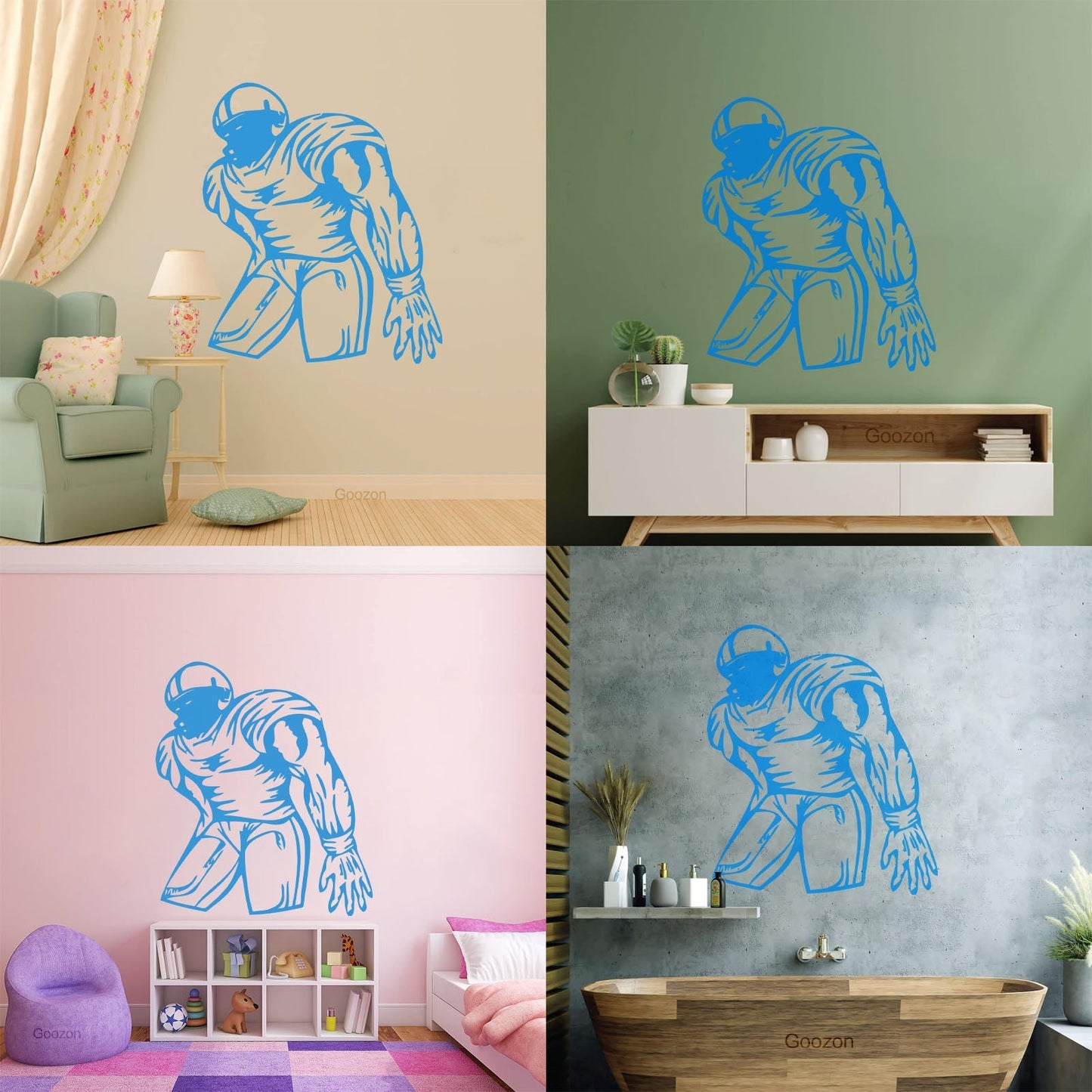 Wall Decals Pvc Sports American Football Player Fans Wall Beautification