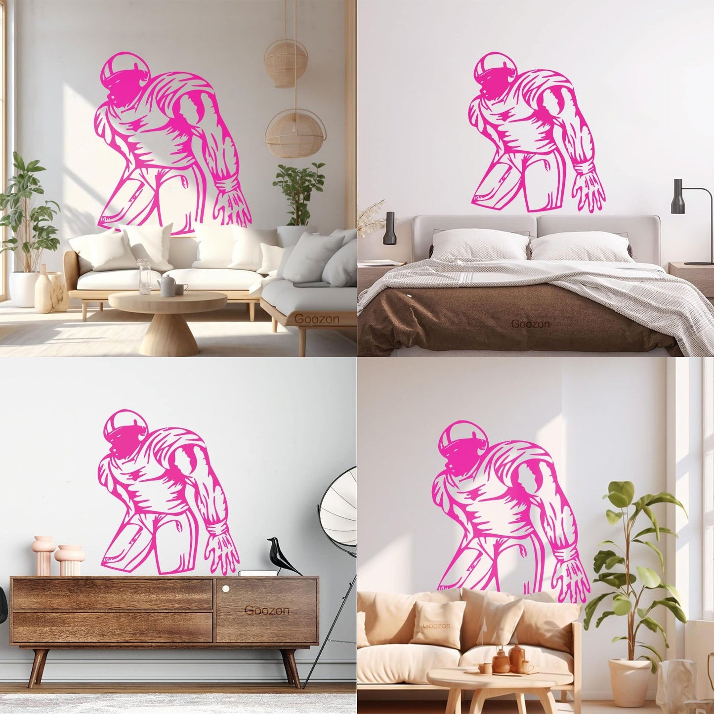 Wall Decals Pvc Sports American Football Player Fans Wall Beautification