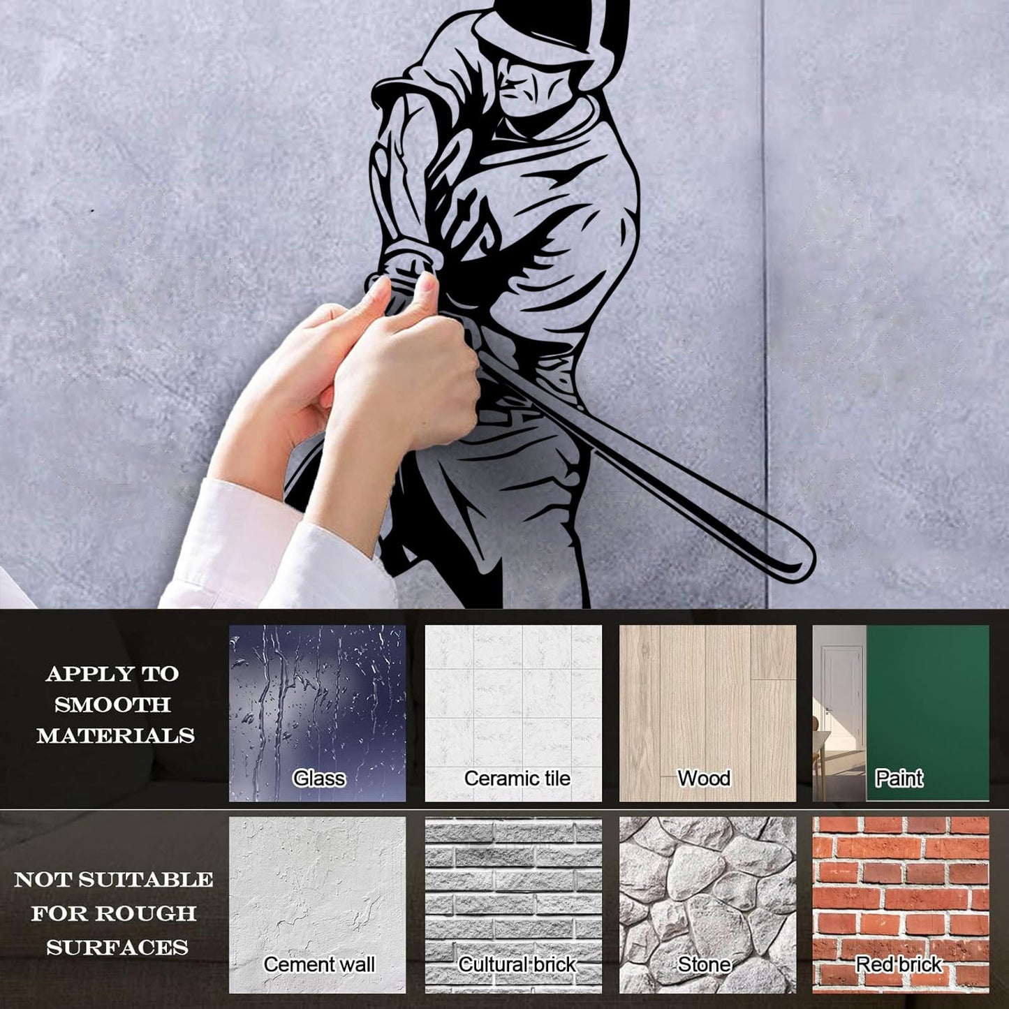 Lettering Stickers Sports Baseball Bat Player Car Body Decoration