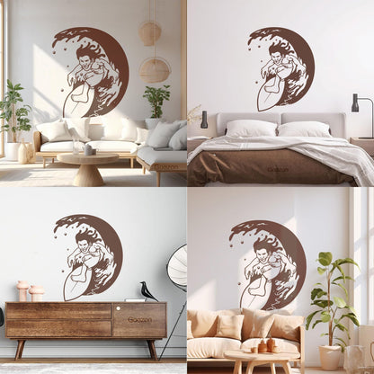 Lettering Stickers Surfing Surfer Waves Ocean Water Sport Can Modify And Add Information