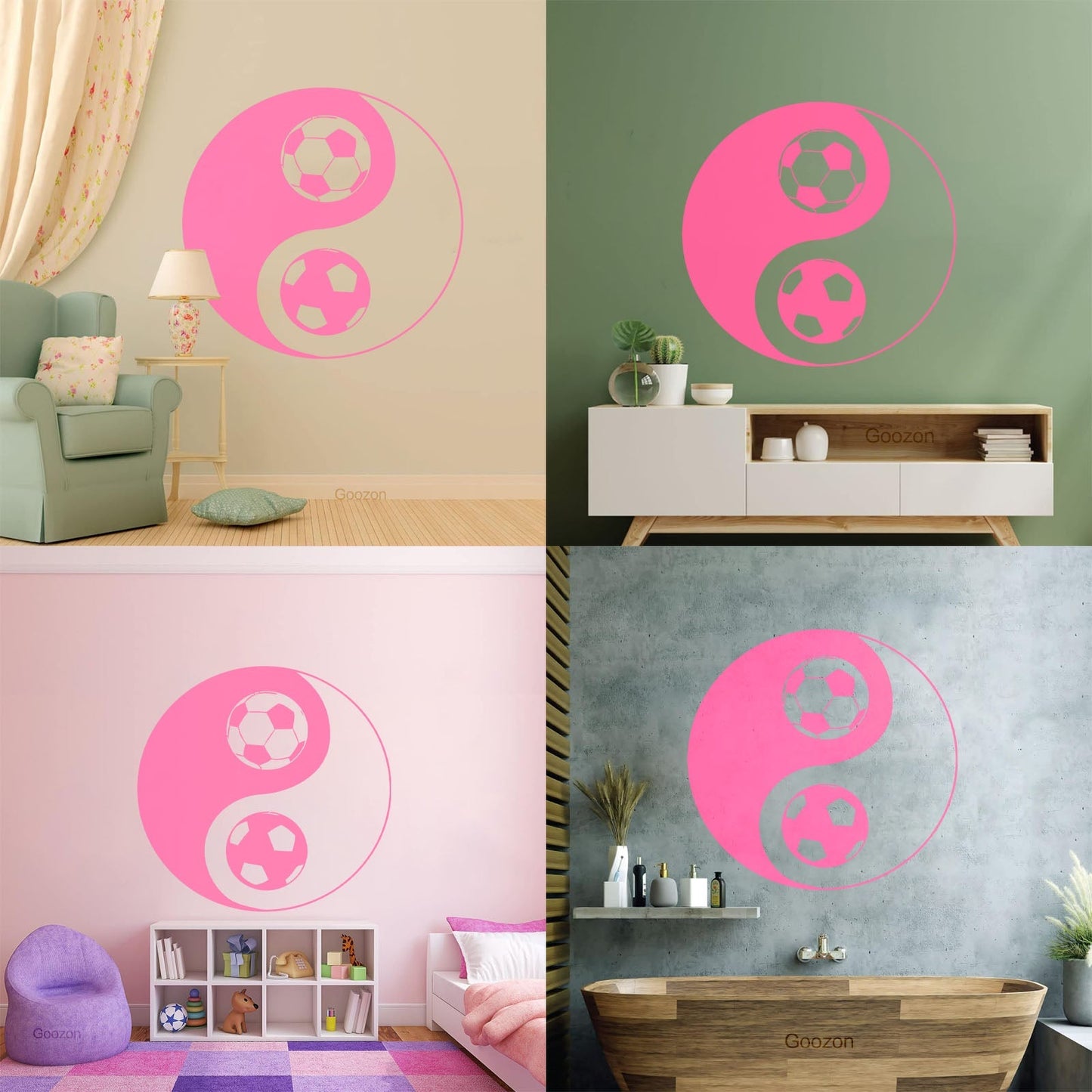 Vinyl Art Sticker Yin Yang Symbol Oriental Soccer Football Equipped With Transfer Film Kit