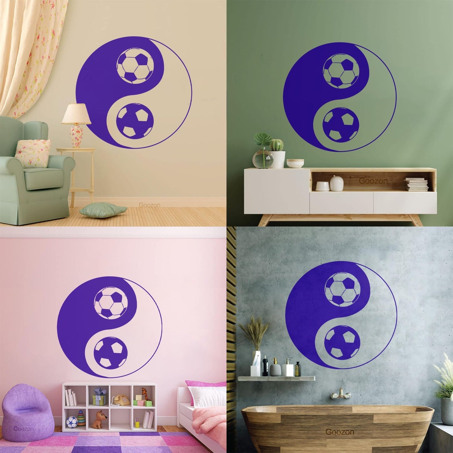 Vinyl Art Sticker Yin Yang Symbol Oriental Soccer Football Equipped With Transfer Film Kit