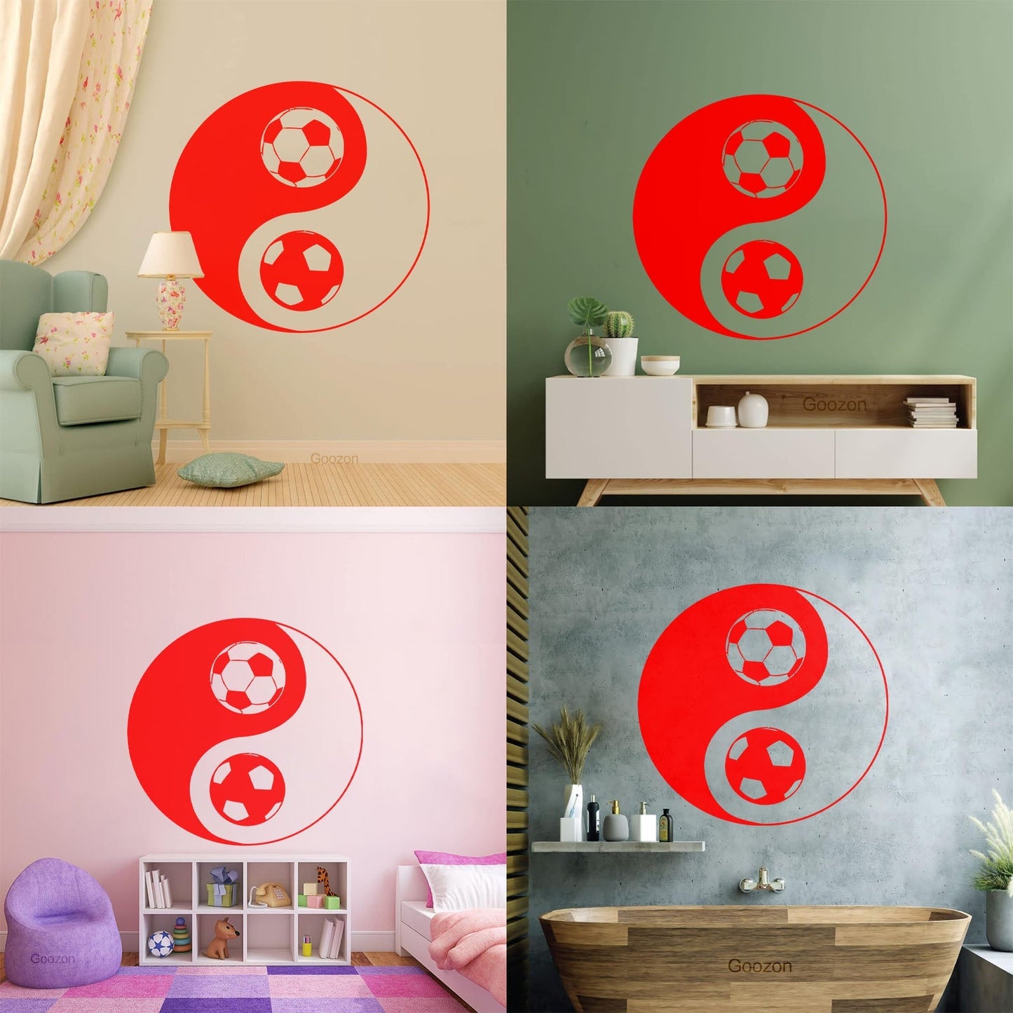 Vinyl Art Sticker Yin Yang Symbol Oriental Soccer Football Equipped With Transfer Film Kit