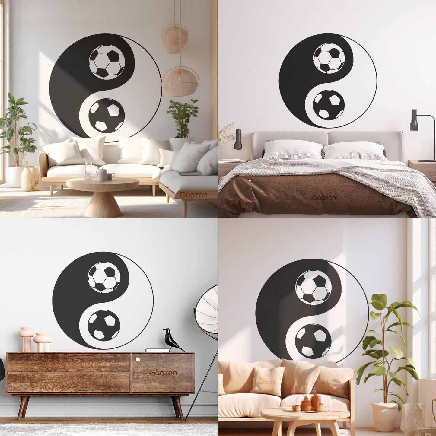 Vinyl Art Sticker Yin Yang Symbol Oriental Soccer Football Equipped With Transfer Film Kit