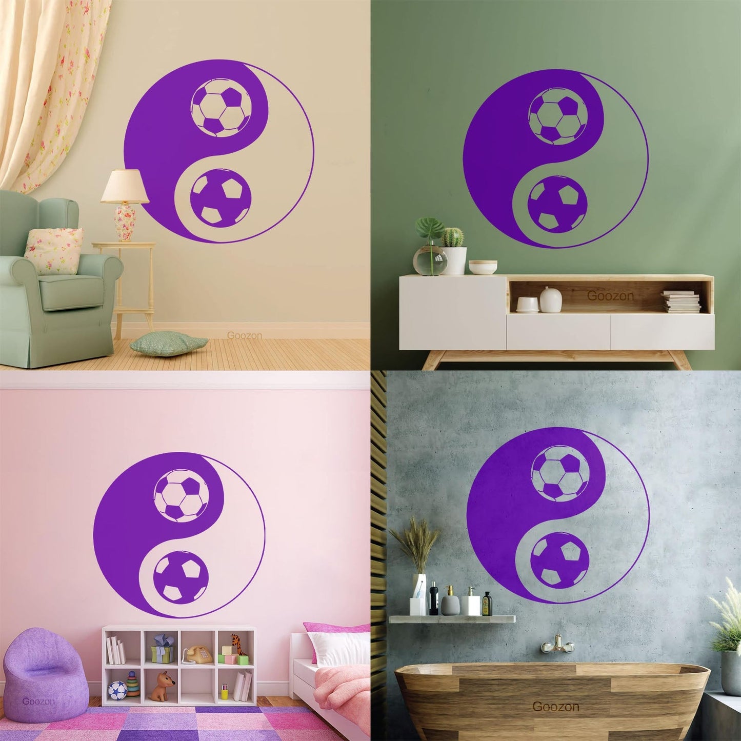 Vinyl Art Sticker Yin Yang Symbol Oriental Soccer Football Equipped With Transfer Film Kit