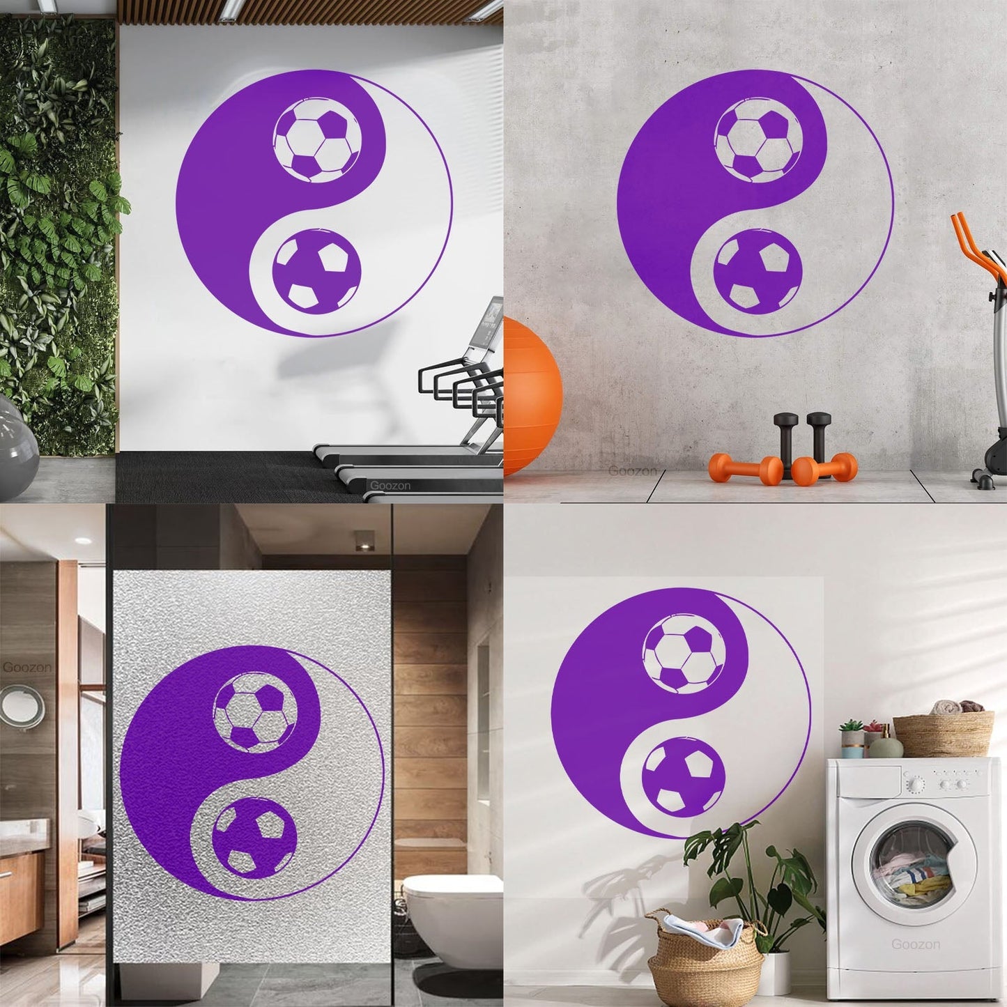 Vinyl Art Sticker Yin Yang Symbol Oriental Soccer Football Equipped With Transfer Film Kit