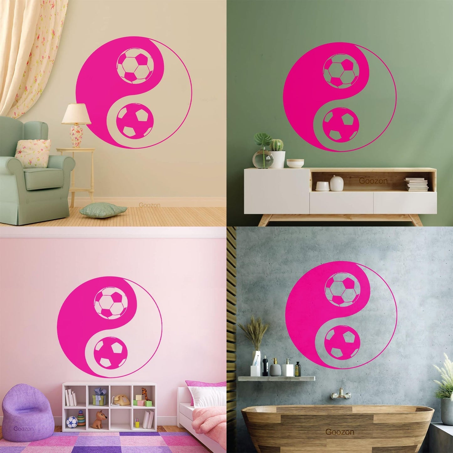 Vinyl Art Sticker Yin Yang Symbol Oriental Soccer Football Equipped With Transfer Film Kit