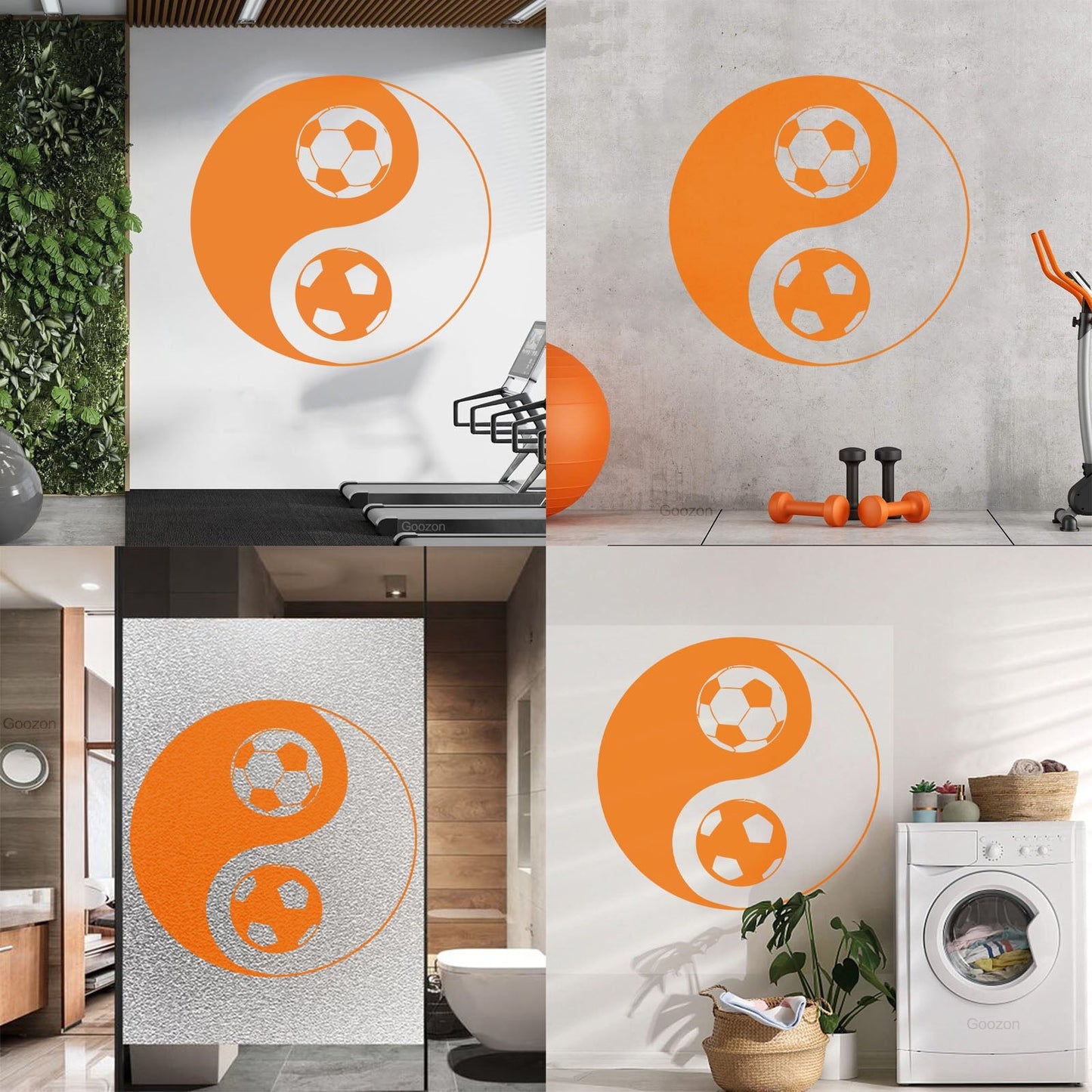 Vinyl Art Sticker Yin Yang Symbol Oriental Soccer Football Equipped With Transfer Film Kit