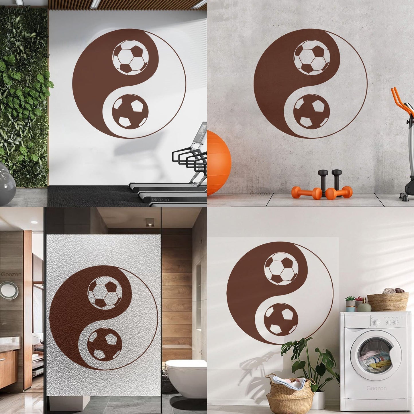 Vinyl Art Sticker Yin Yang Symbol Oriental Soccer Football Equipped With Transfer Film Kit