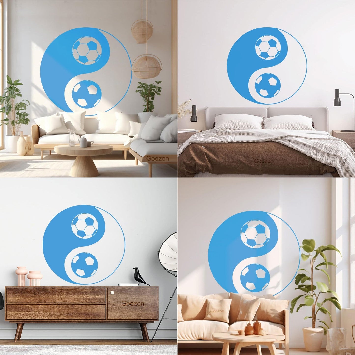 Vinyl Art Sticker Yin Yang Symbol Oriental Soccer Football Equipped With Transfer Film Kit