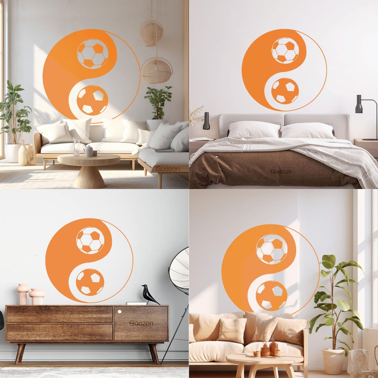 Vinyl Art Sticker Yin Yang Symbol Oriental Soccer Football Equipped With Transfer Film Kit
