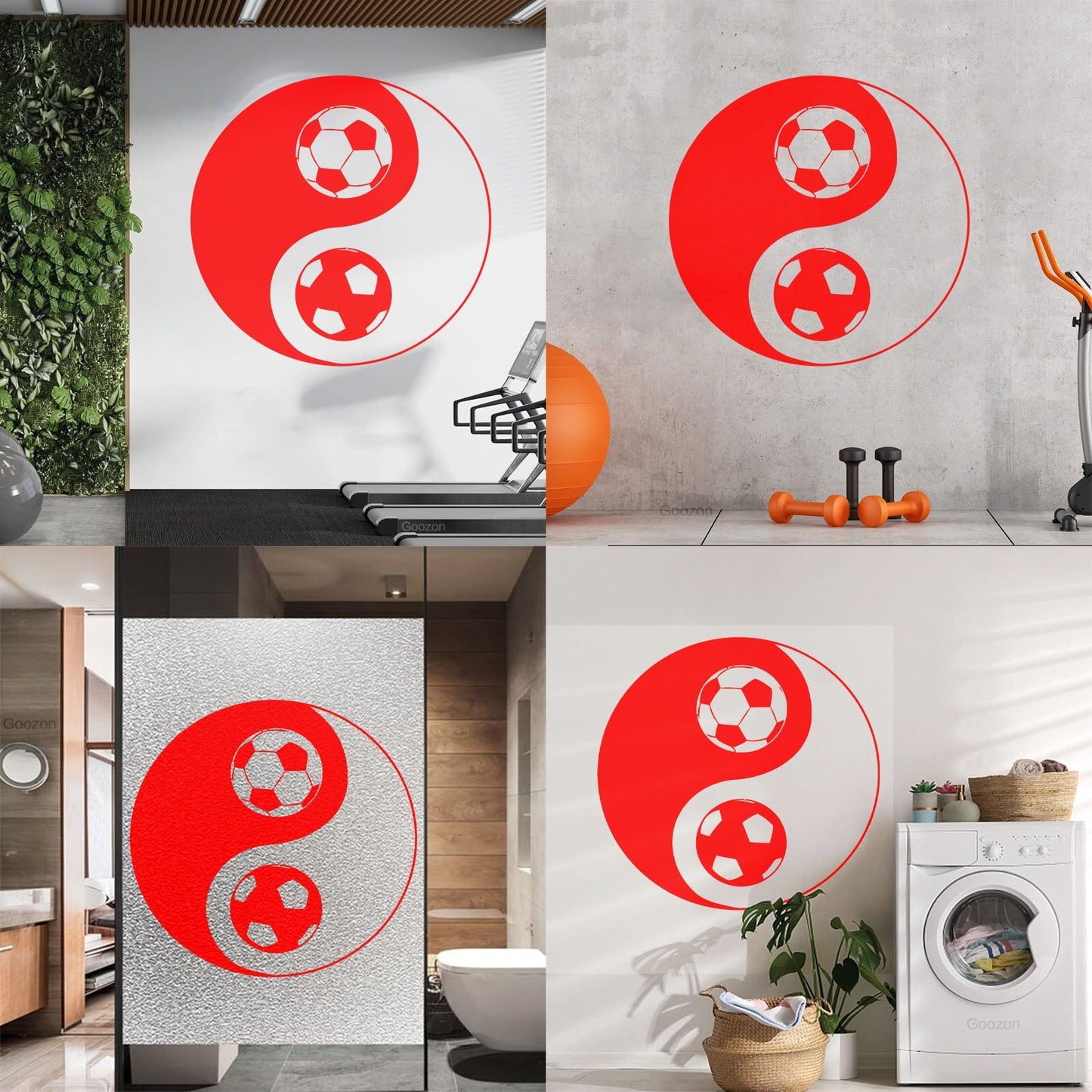 Vinyl Art Sticker Yin Yang Symbol Oriental Soccer Football Equipped With Transfer Film Kit