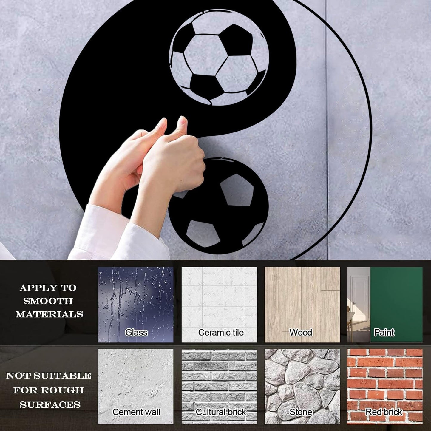 Vinyl Art Sticker Yin Yang Symbol Oriental Soccer Football Equipped With Transfer Film Kit