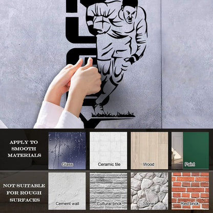 Fine Carving Decals Rugby Tough Sport Man Living Removable Without Leaving Glue