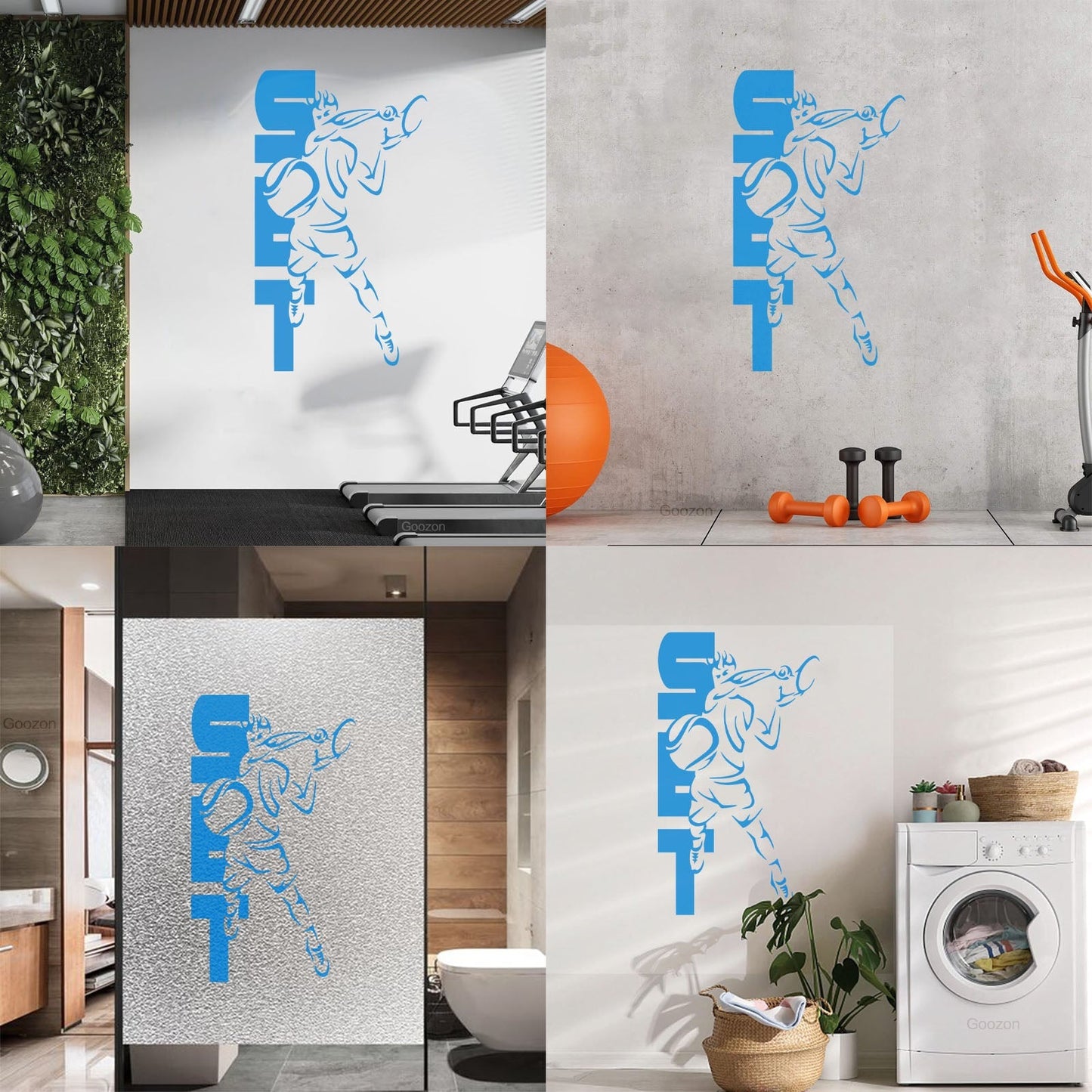 Wall Decals Pvc Sport Tennis Set Cool Equipped With Transfer Film Kit