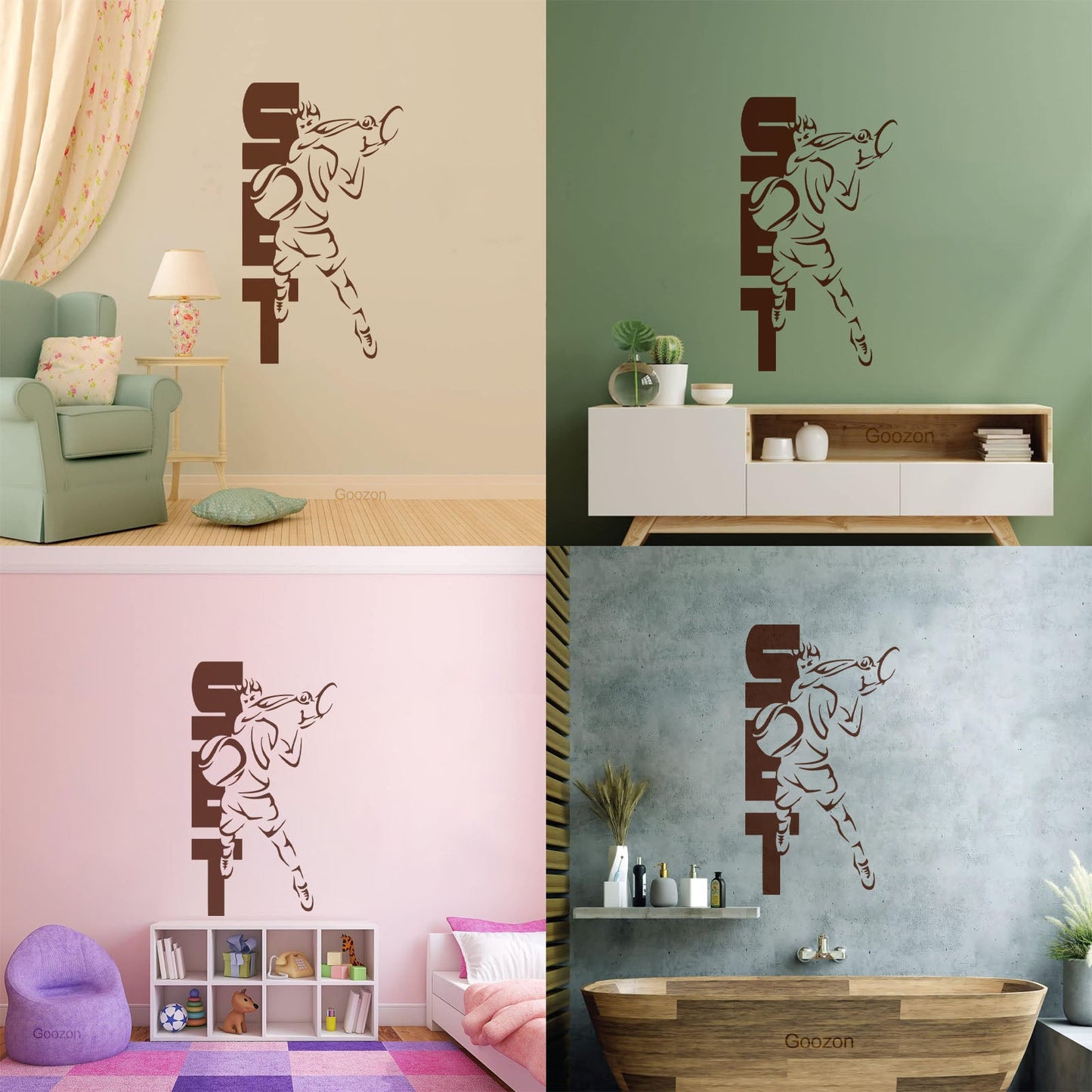 Wall Decals Pvc Sport Tennis Set Cool Equipped With Transfer Film Kit