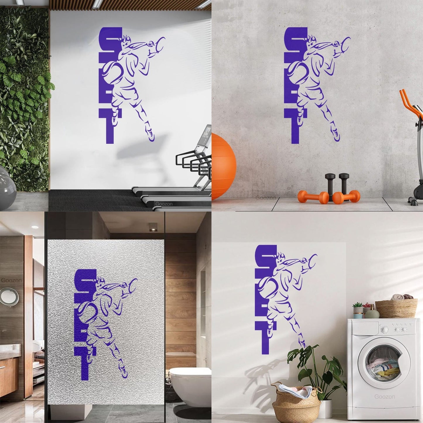 Wall Decals Pvc Sport Tennis Set Cool Equipped With Transfer Film Kit
