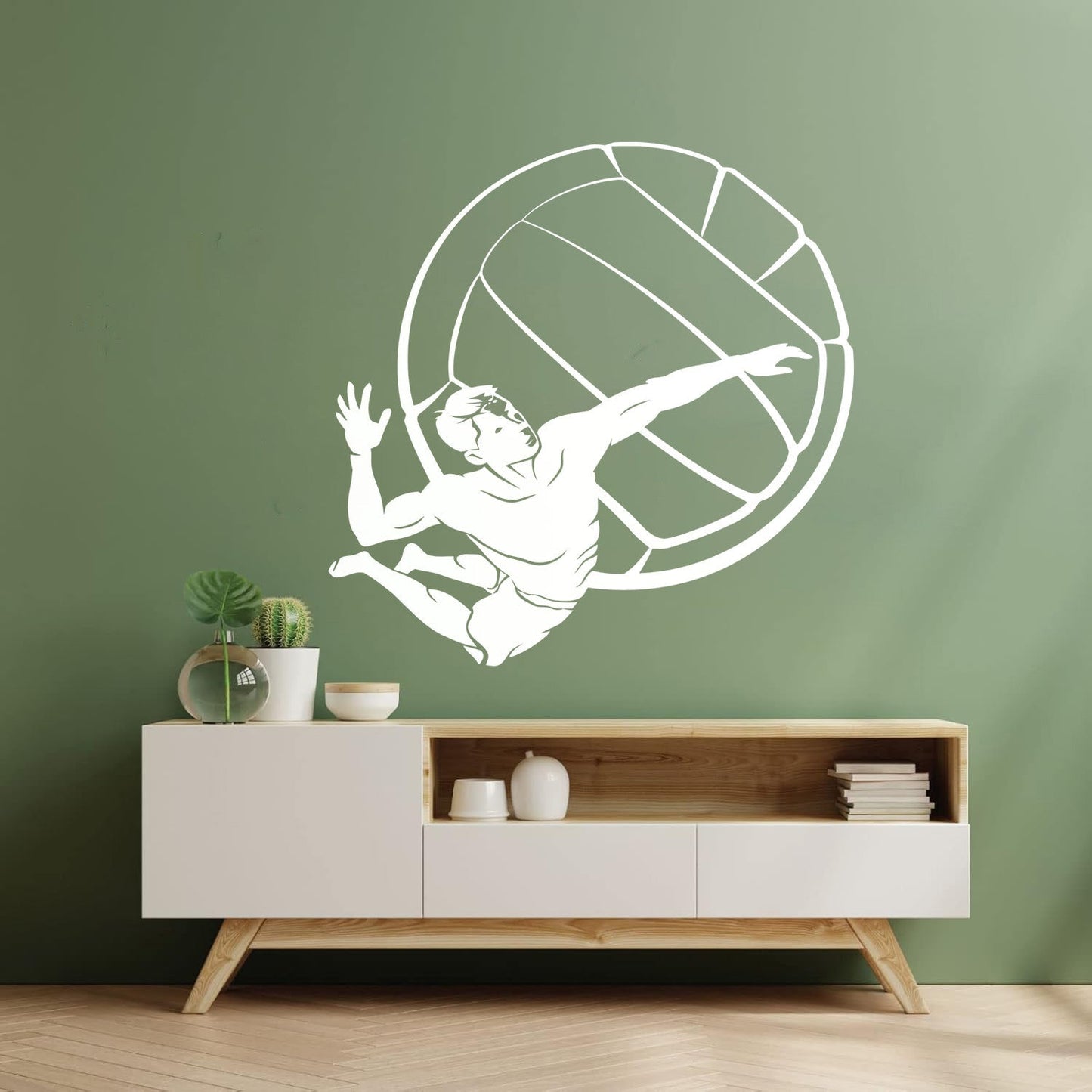 Lettering Stickers Volleyball Player Ball Sport Beach Living Easy Installation
