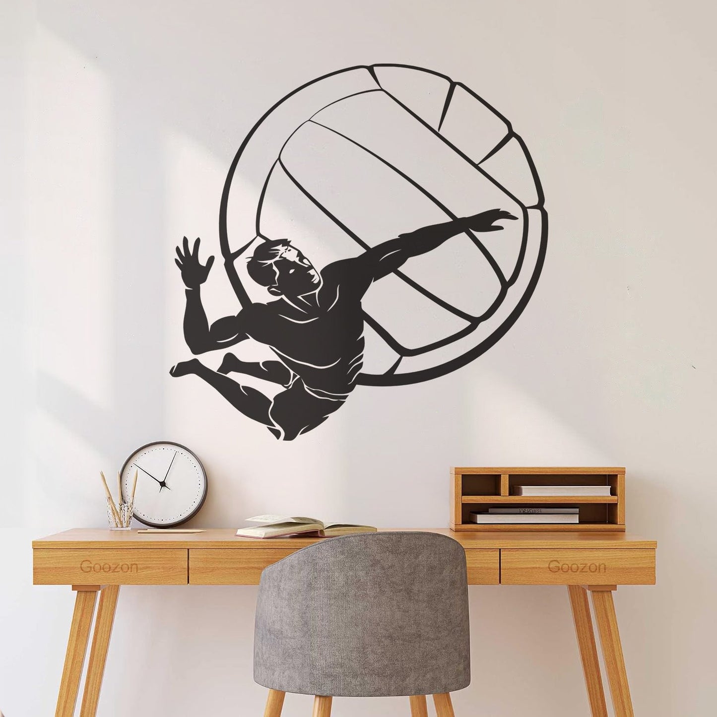 Lettering Stickers Volleyball Player Ball Sport Beach Living Easy Installation
