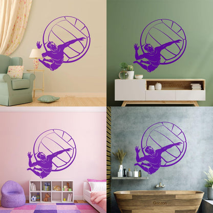 Lettering Stickers Volleyball Player Ball Sport Beach Living Easy Installation