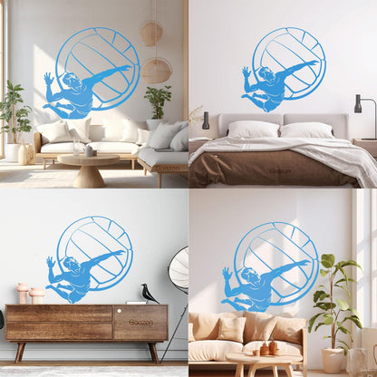 Lettering Stickers Volleyball Player Ball Sport Beach Living Easy Installation