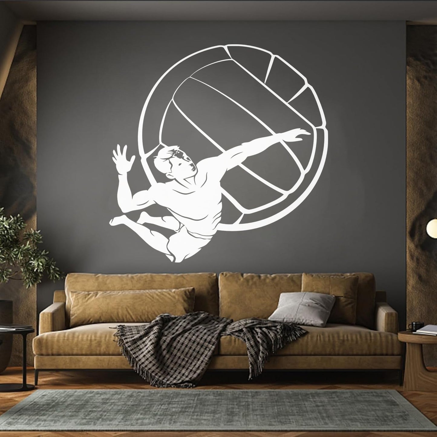 Lettering Stickers Volleyball Player Ball Sport Beach Living Easy Installation